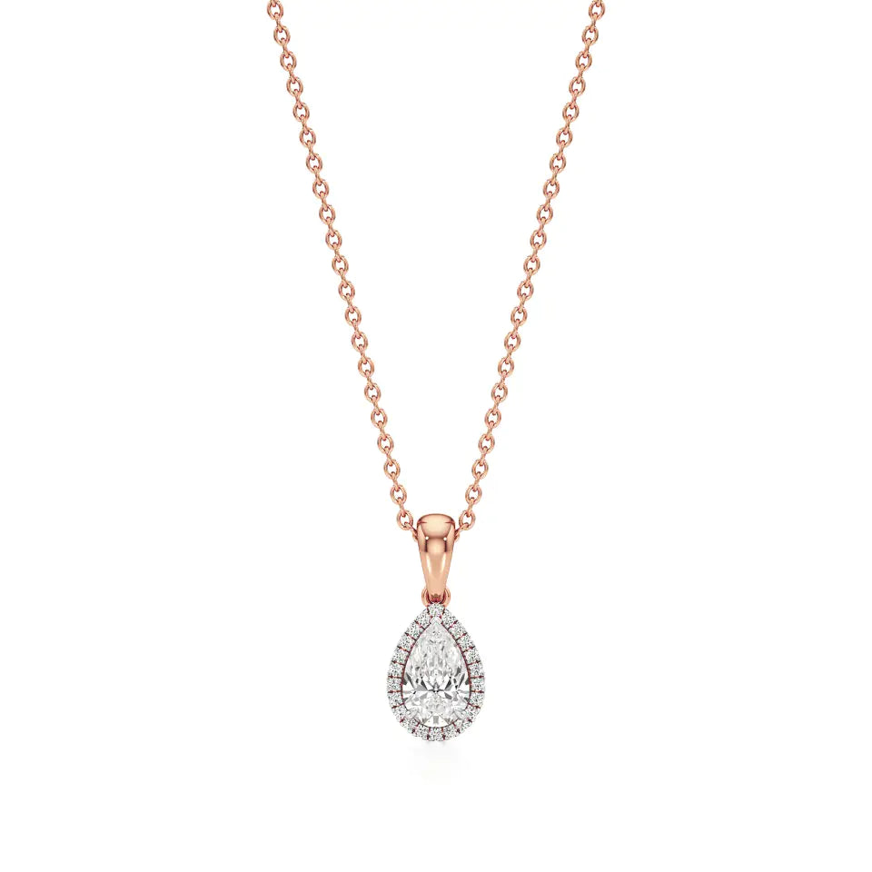 Anek | Pear-Cut Solitaire with Lab Grown Diamonds Halo Pendant