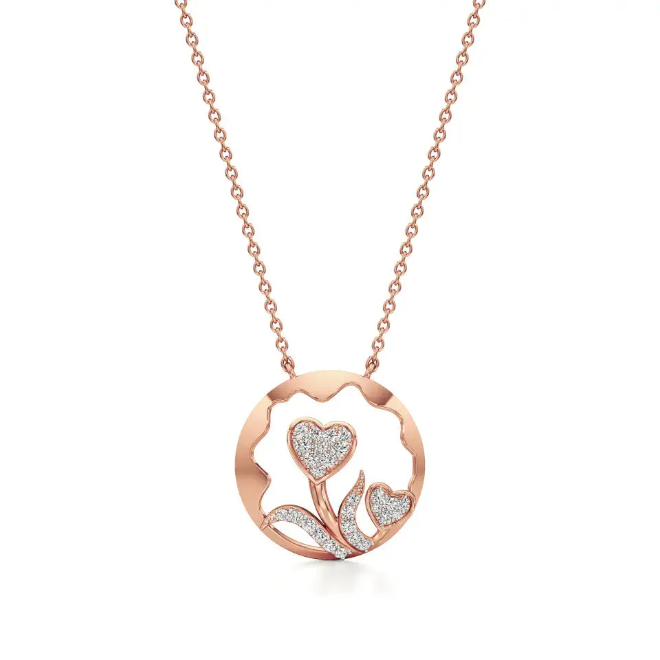 Sneh | Round Lab Grown Diamonds Dual Heart Pendant - Nivara
