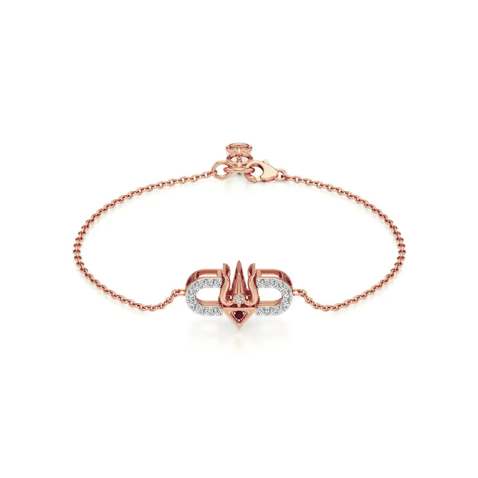 Ishar | Lab Grown Diamonds Cluster with Trident Motif Chain Bracelet - Nivara