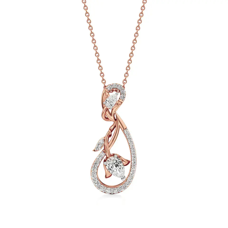 Mode | Pear & Round Lab Grown Diamonds Floral Pendant - Nivara