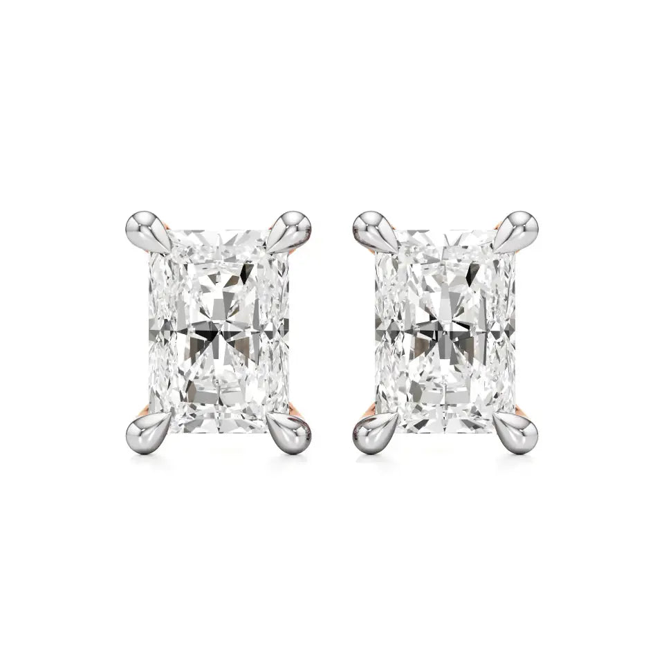 Thea | Four Prong Studs with Radiant-Cut Solitaire Lab-Grown Diamond - Nivara