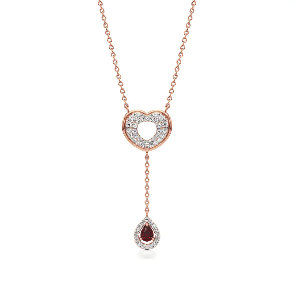 Sneh | Pear-Cut Ruby & Round Lab Grown Diamonds Necklace