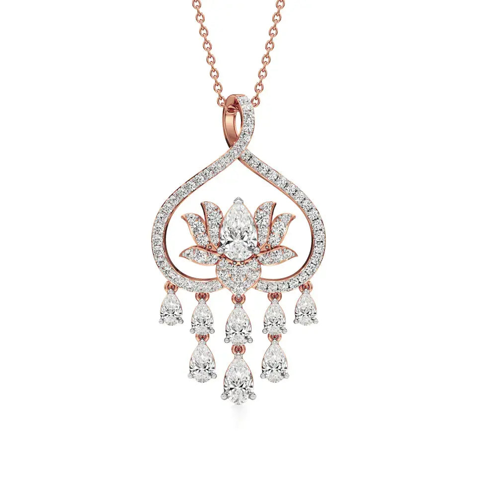 Flora | Pear & Round Lab Grown Diamonds Lotus Pendant - Nivara