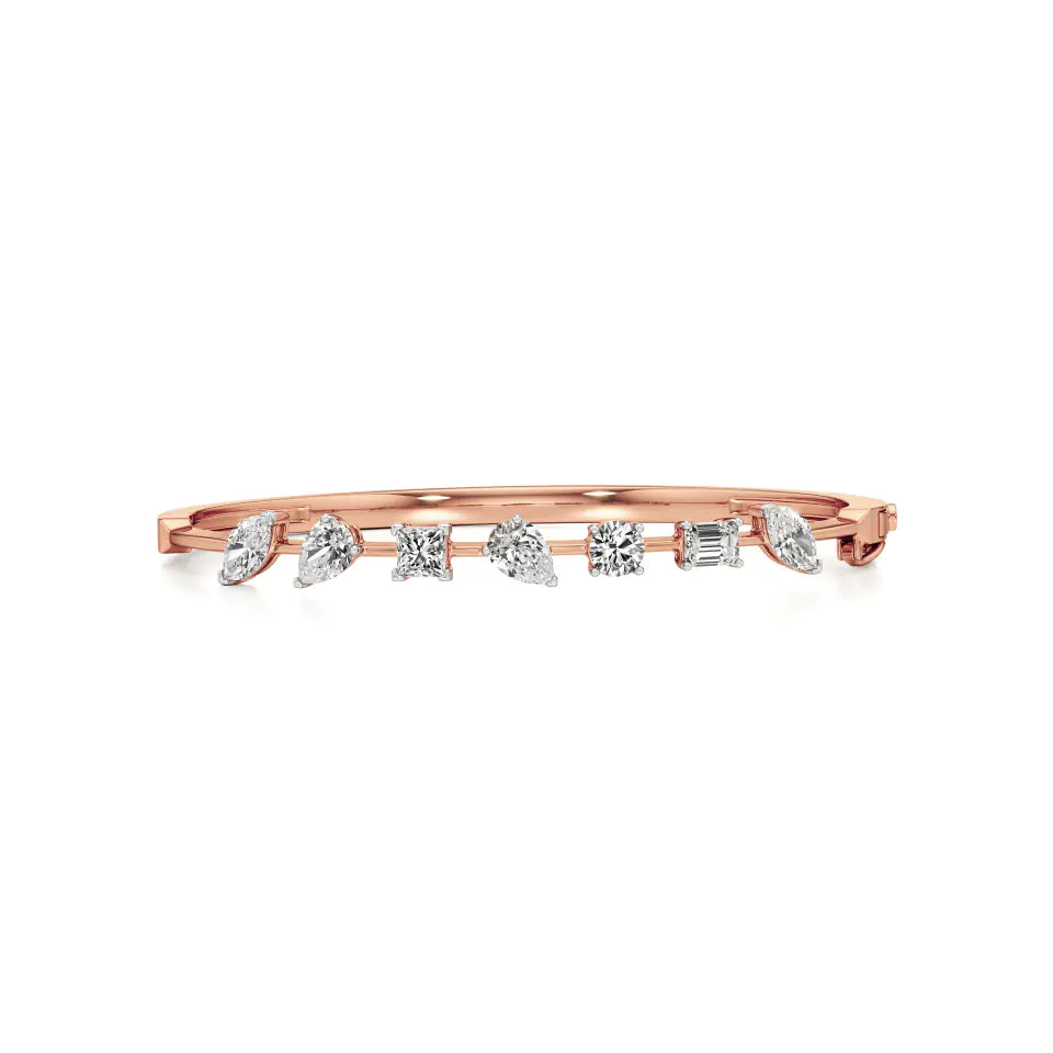 Anek | Elegant Multi-Shape Lab Grown Diamonds Oval Bangle