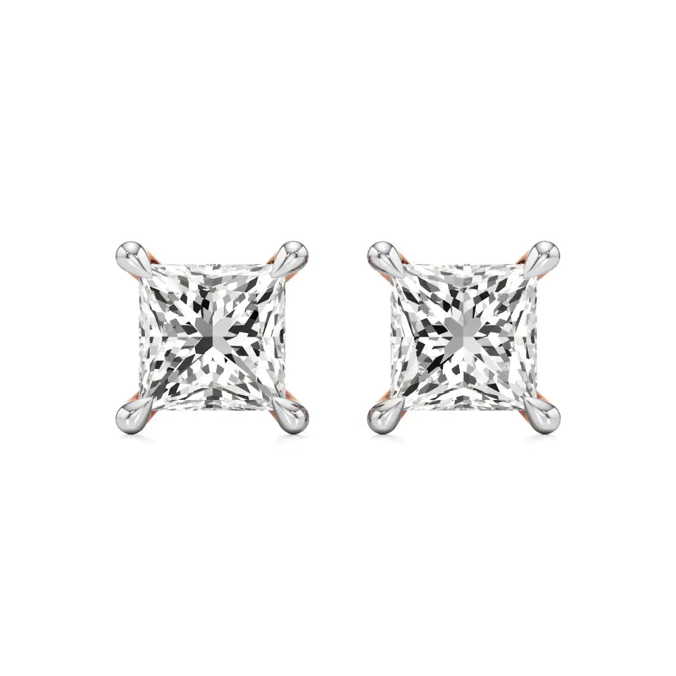 Thea | Studs with Four Prong Princess Lab-Grown Diamond - Nivara