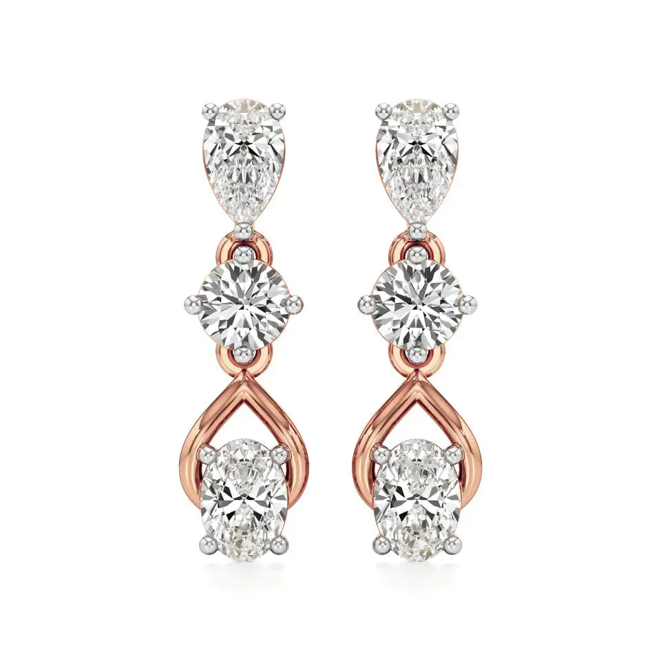 Vanya | Round, Pear and Oval Lab-Grown Diamonds Drop Earrings - Nivara