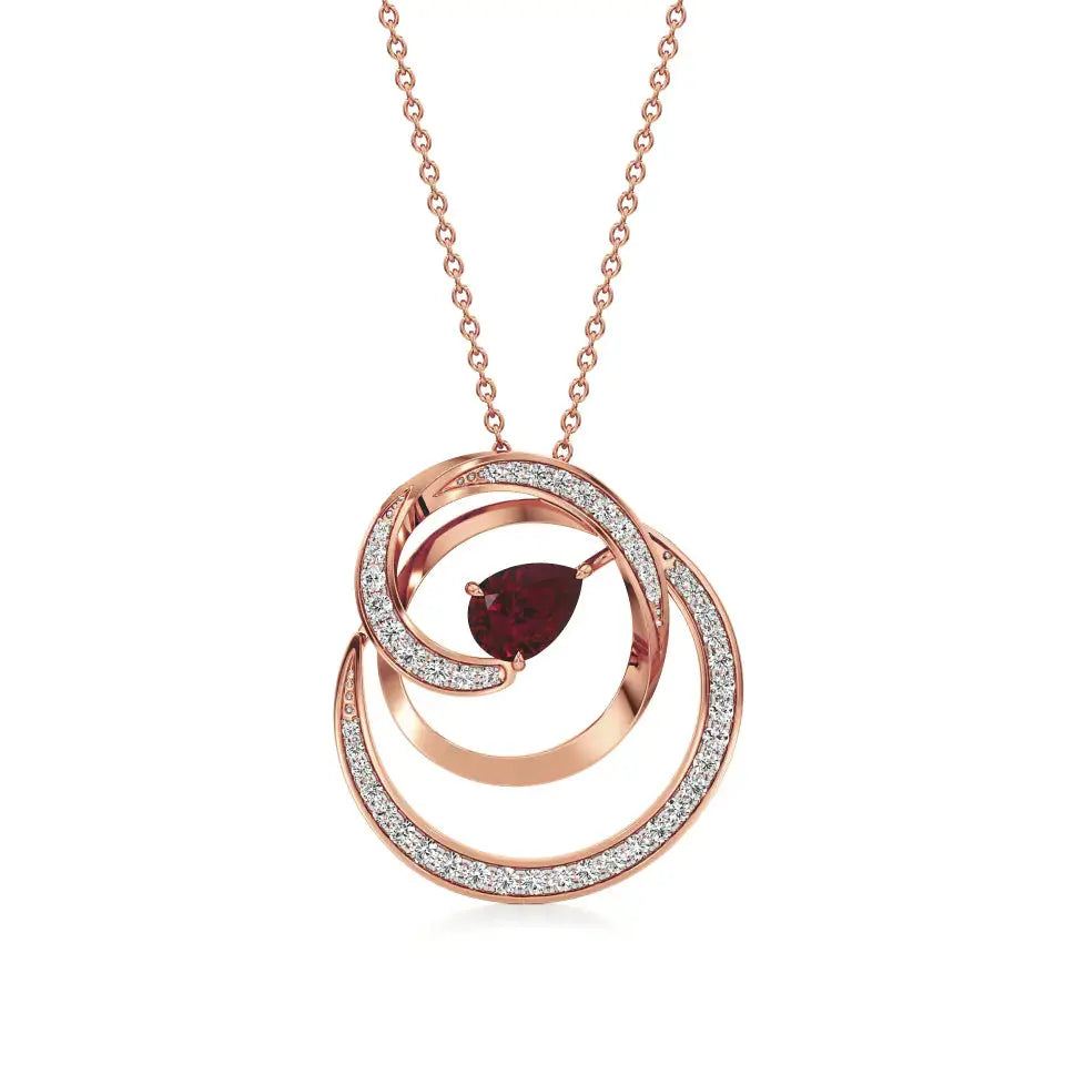 Mode | Pear-Cut Ruby & Round Diamonds Spiral Pendant - Nivara