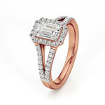 Mira | Round & Emerald Lab-Grown Diamond Halo Ring - Nivara