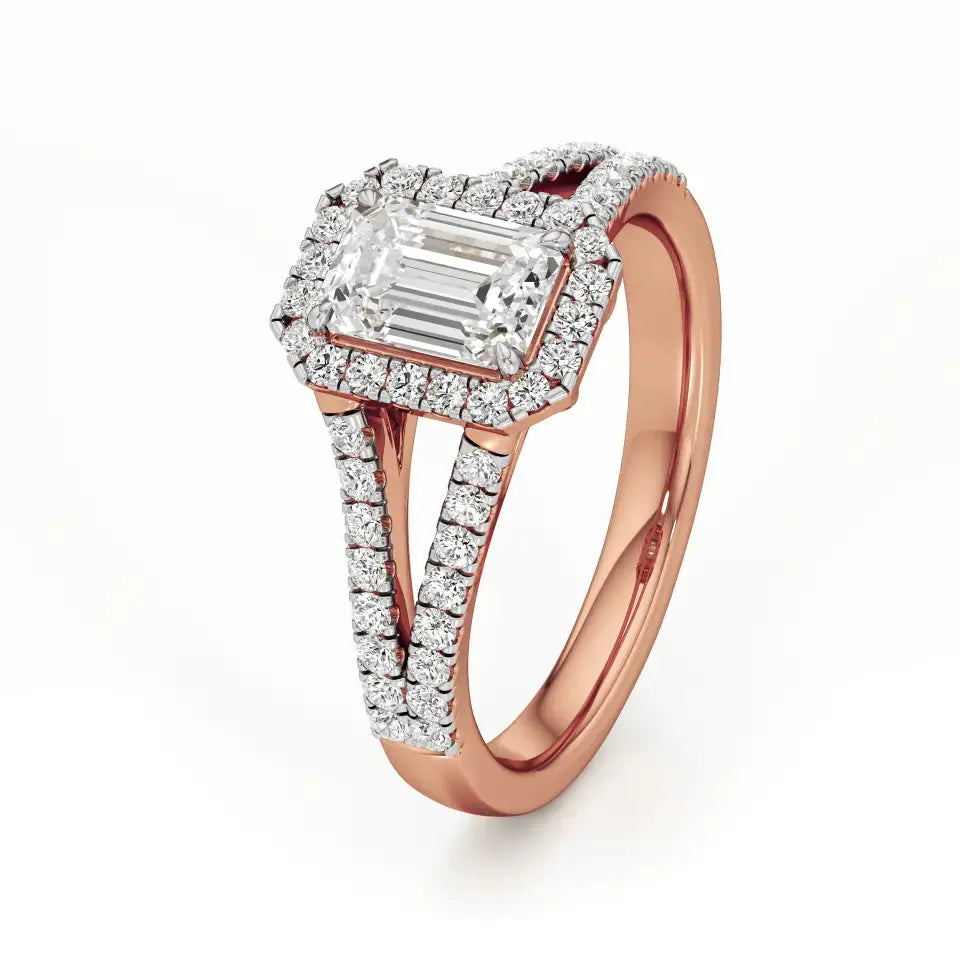 Mira | Round & Emerald Lab-Grown Diamond Halo Ring - Nivara