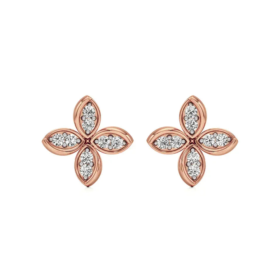 Flora | Round Lab-Grown Diamonds Floral Studs - Nivara