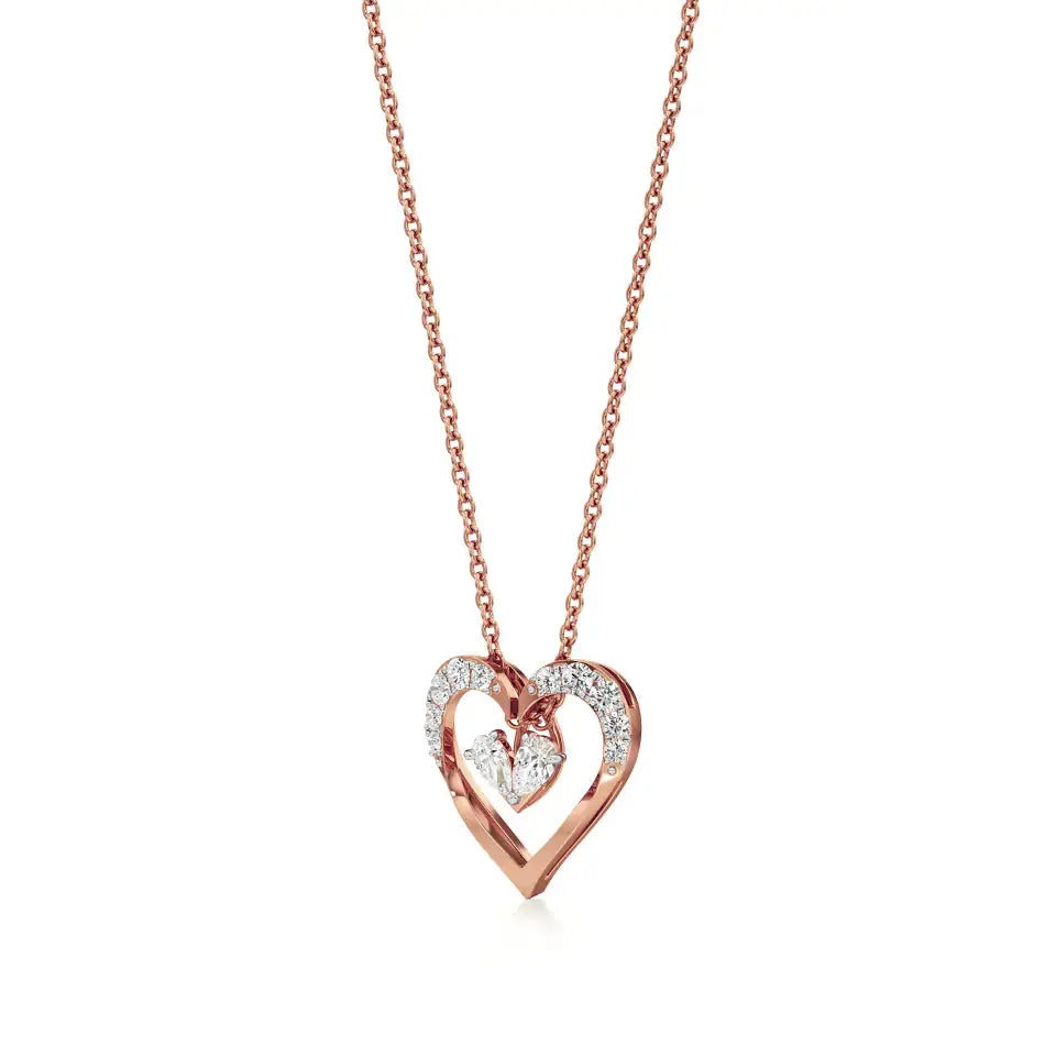 Sneh | Classic Round & Pear Lab Grown Diamonds Heart Pendant - Nivara