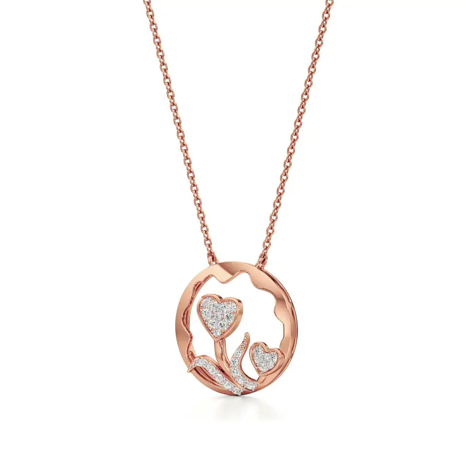 Sneh | Round Lab Grown Diamonds Dual Heart Pendant - Nivara