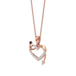 Sneh | Elegant Round Lab Grown Diamonds with Ruby Accent Heart Pendant - Nivara