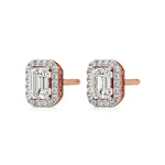 Mira | Emerald-Cut Solitaire Lab-Grown Diamond with Halo Studs - Nivara
