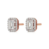 Mira | Emerald-Cut Solitaire Lab-Grown Diamond with Halo Studs - Nivara