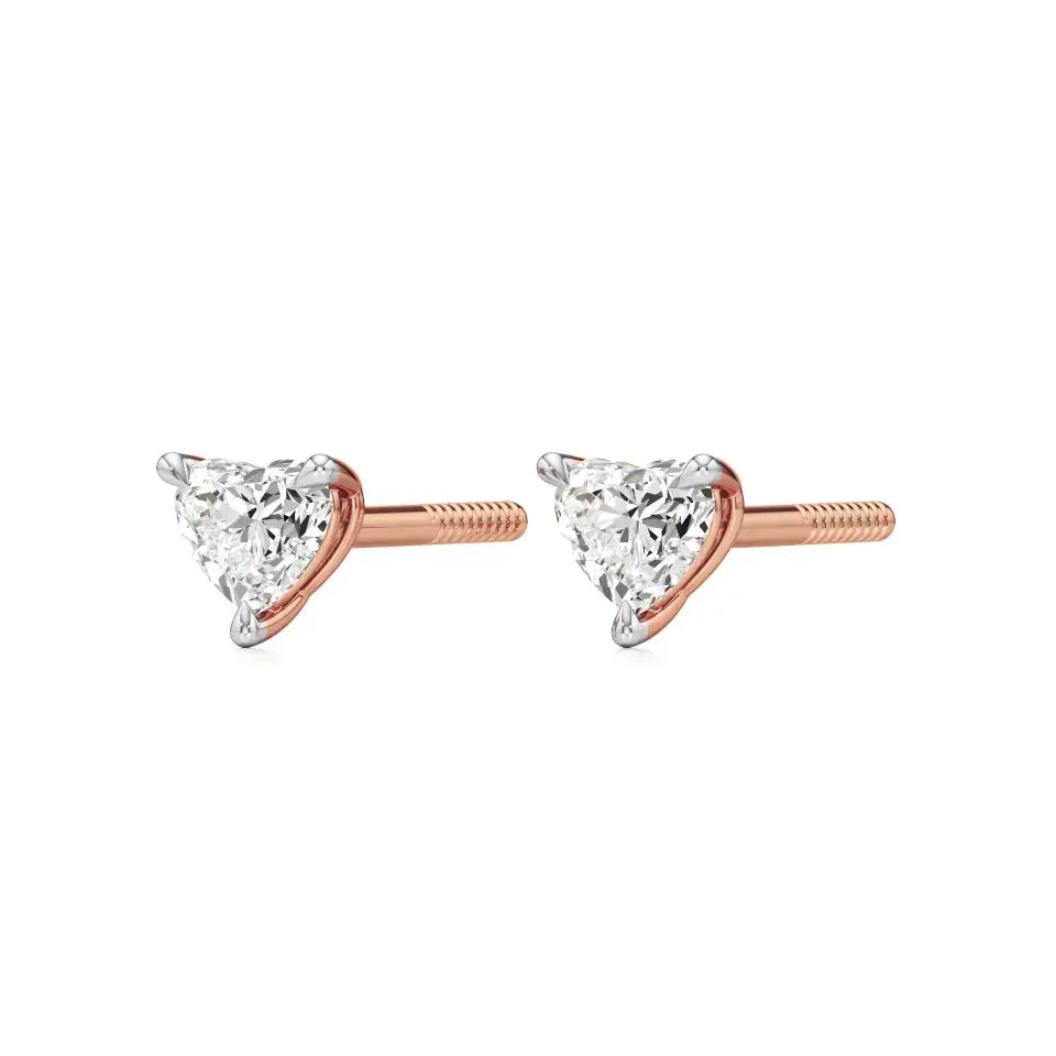 Sia | Three Prong Studs with Heart Shaped Solitaire Lab-Grown Diamond - Nivara