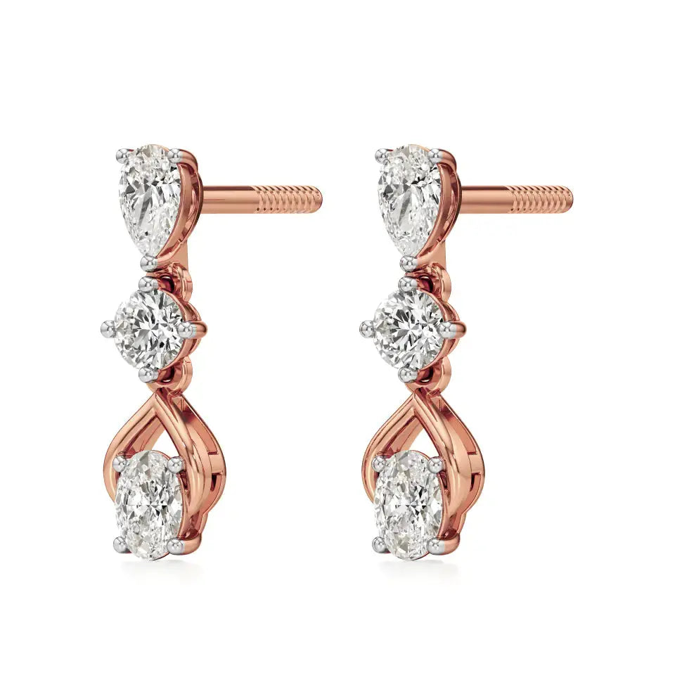 Vanya | Round, Pear and Oval Lab-Grown Diamonds Drop Earrings - Nivara