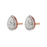 Mira | Pear-Cut Solitaire Lab-Grown Diamond with Halo Studs - Nivara