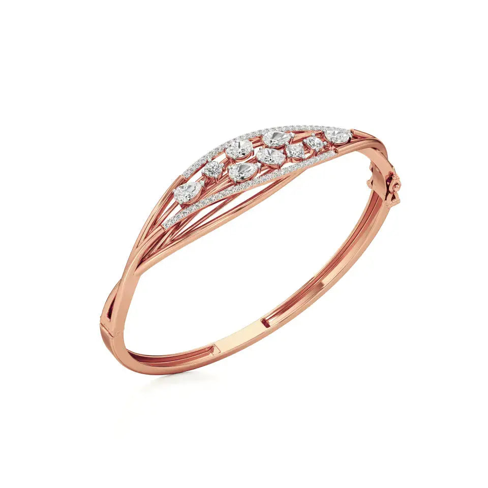Celestia | Elegant Lab Grown Diamondss Leaf Pattern Bangle - Nivara