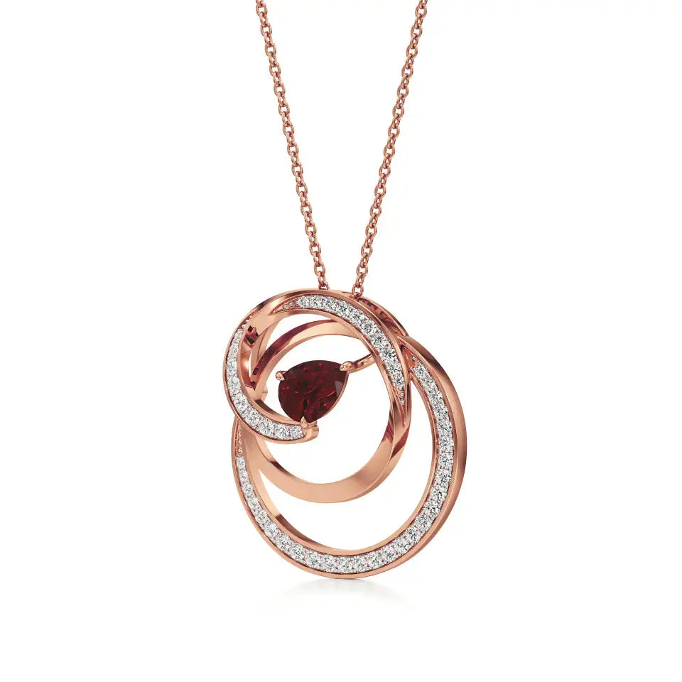 Mode | Pear-Cut Ruby & Round Diamonds Spiral Pendant - Nivara