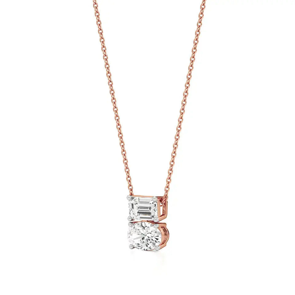 Toi et Moi | Oval & Emerald Lab Grown Diamonds Pendant - Nivara