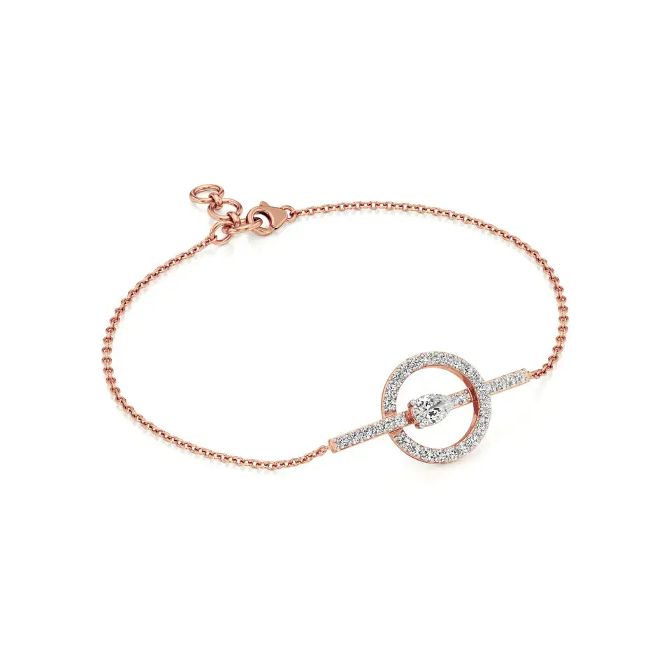 Mode | Pear & Round Lab Grown Diamonds Halo Chain Bracelet - Nivara