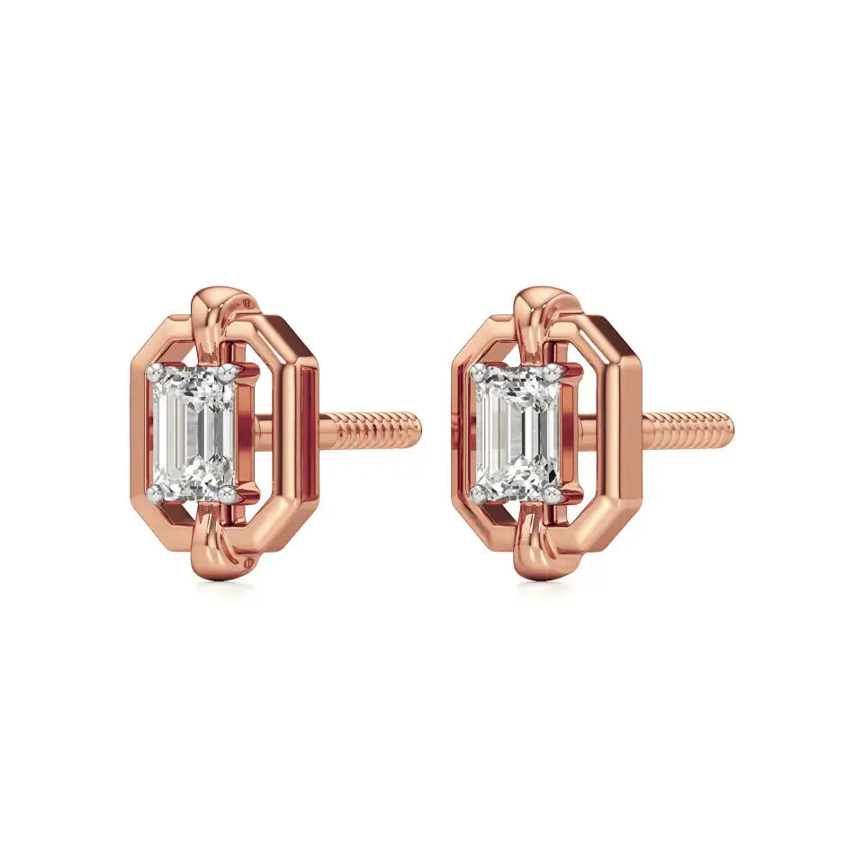 Mode | Emerald-Cut Solitaire Lab-Grown Diamond Studs - Nivara