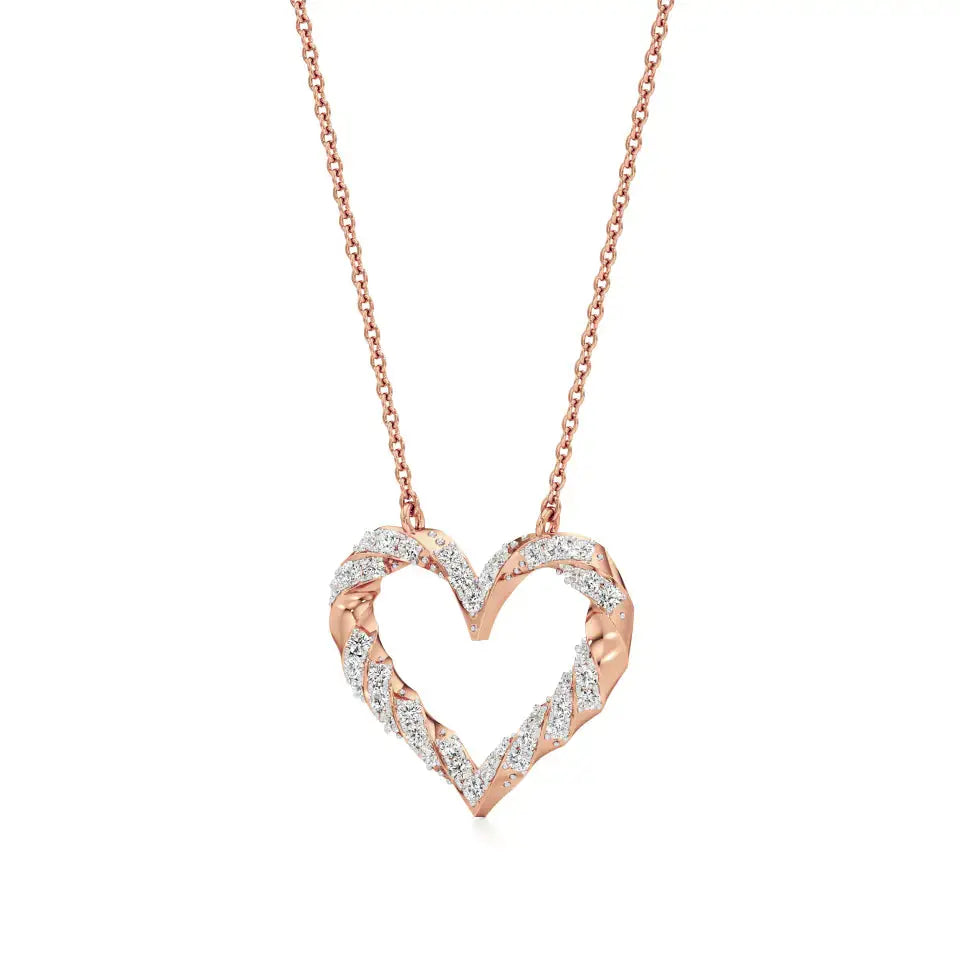 Sneh | Round Lab Grown Diamonds Twisted Heart Pendant - Nivara