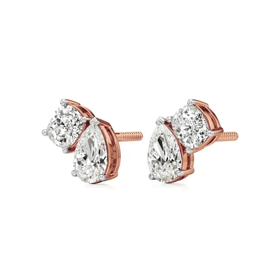 Toi et Moi | Cushion & Pear Lab-Grown Diamond Stud Earrings - Nivara