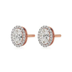 Mira | Oval-Cut Solitaire Lab-Grown Diamond with Halo Studs - Nivara