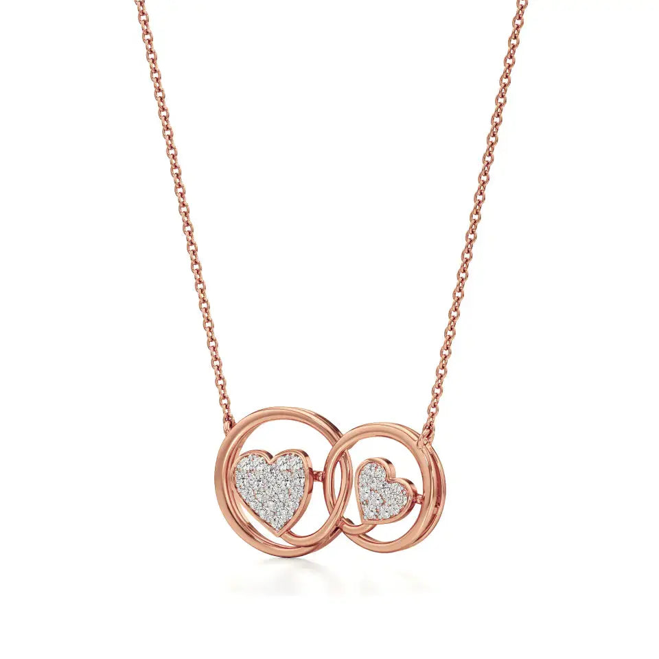 Sneh | Elegant Round Lab Grown Diamonds Dual Heart Pendant - Nivara