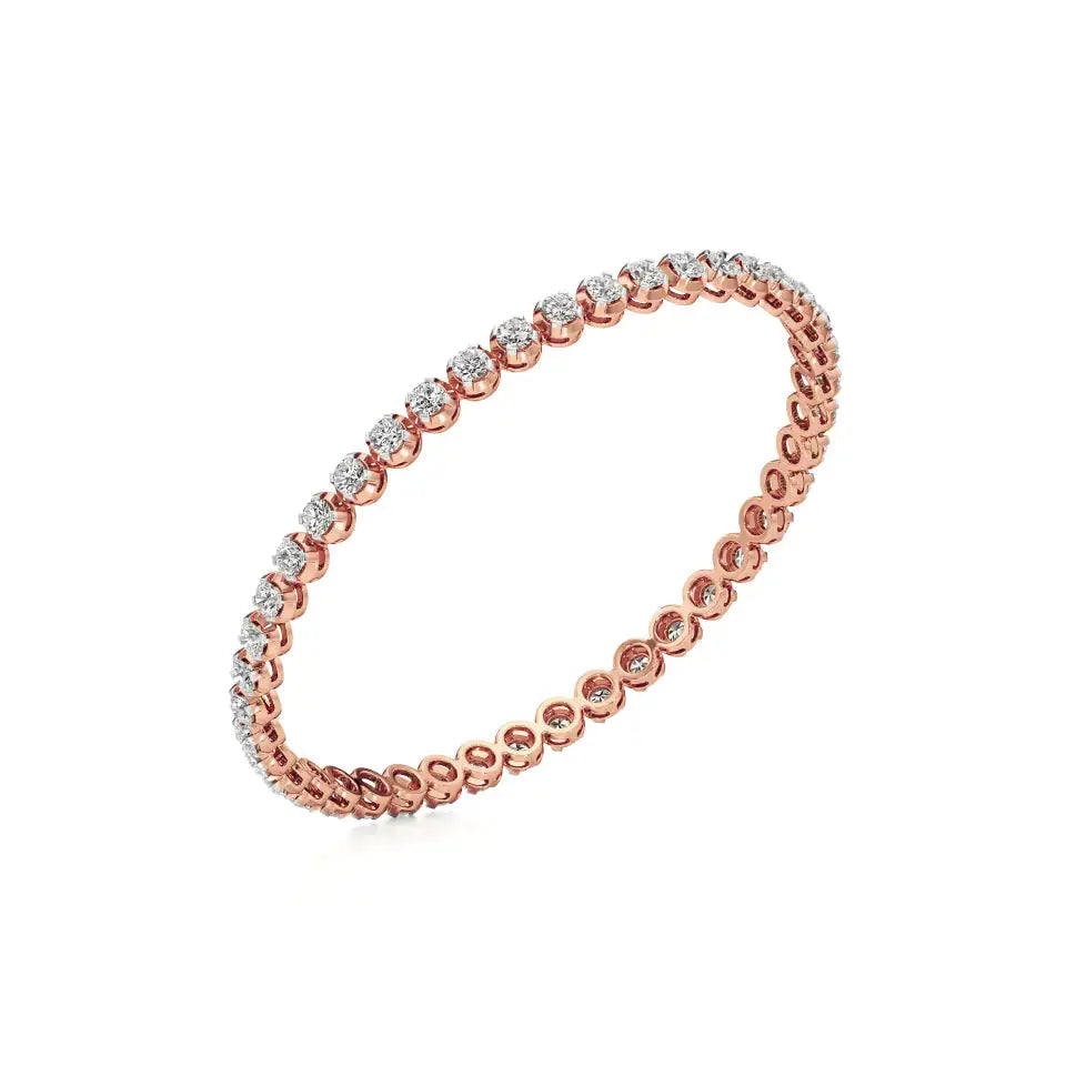 Ishar | Round Lab Grown Diamonds Buttercup Setting Tennis Bangle - Nivara