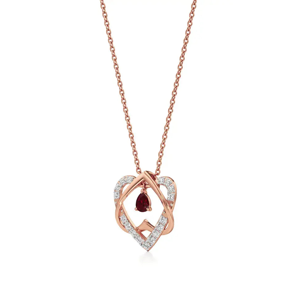 Sneh | Pear-Cut Ruby & Round Diamonds Pendant - Nivara