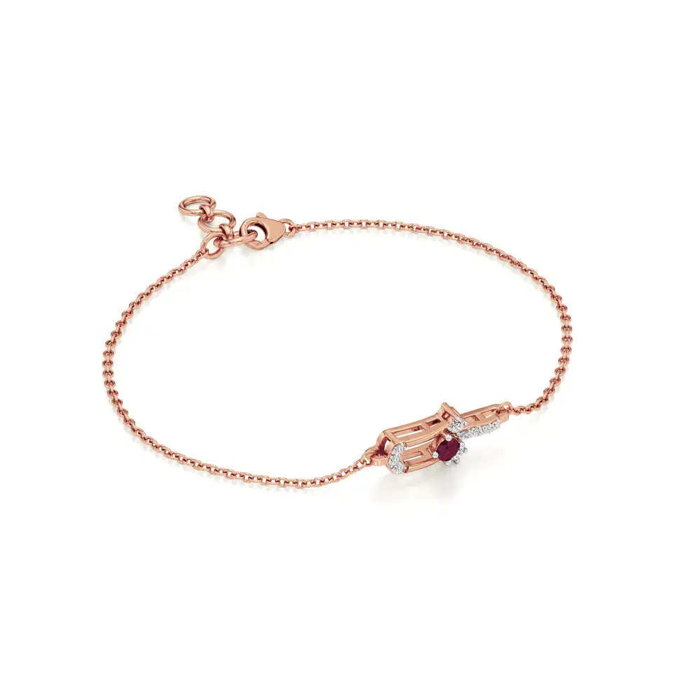 Mode | Round Lab Grown Diamonds with Ruby Accent Chain Bracelet - Nivara
