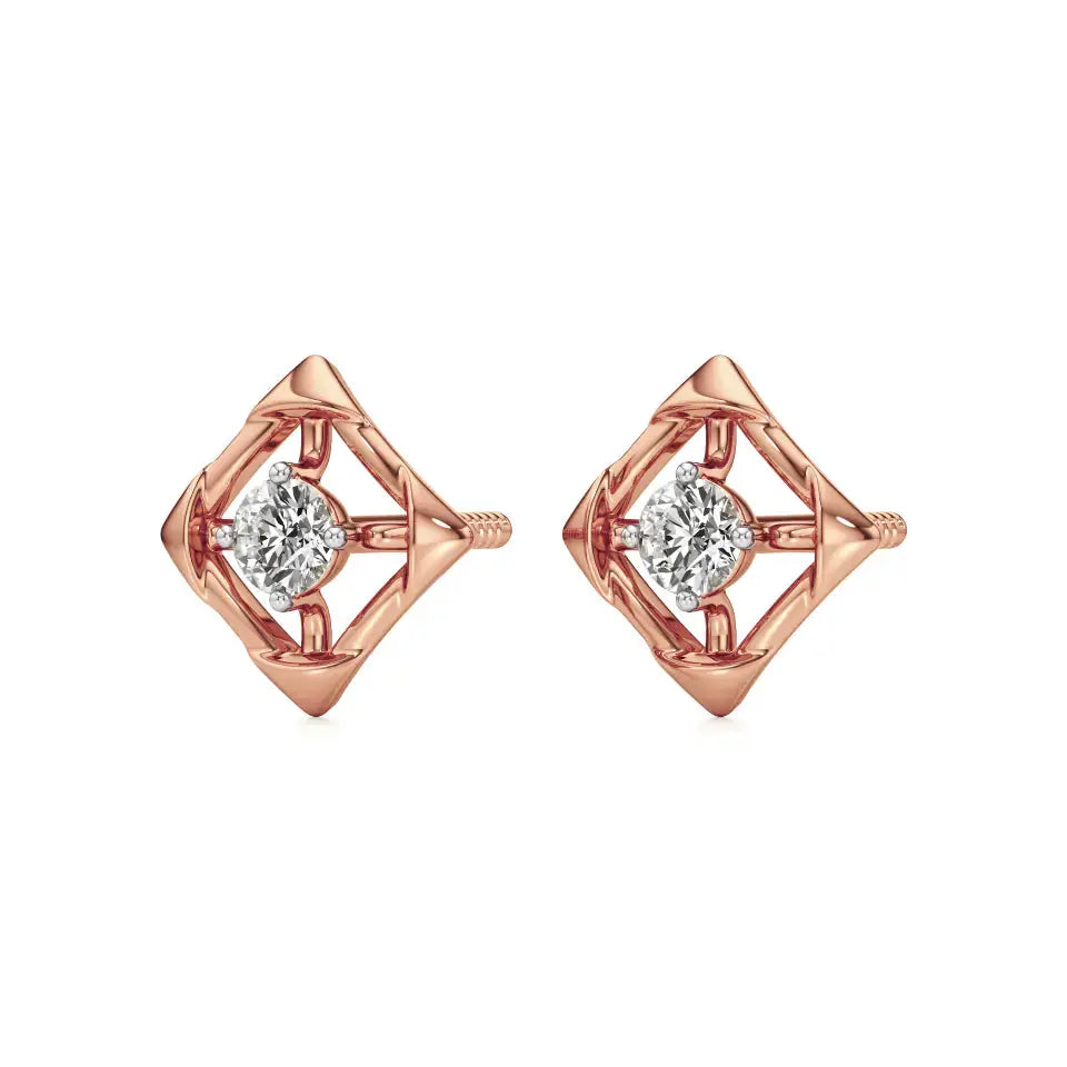 Nora | Round Solitaire Lab-Grown Diamond Square Studs - Nivara