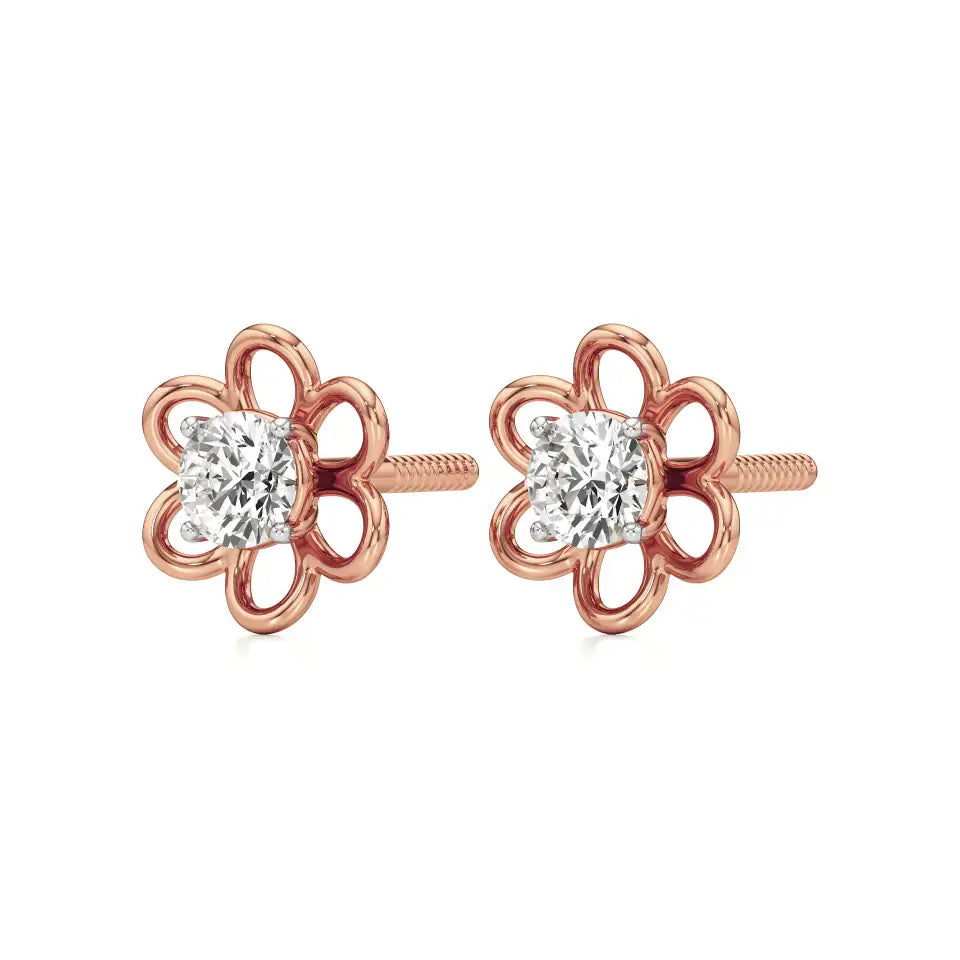 Flora | Round Lab-Grown Diamond Floral Studs - Nivara