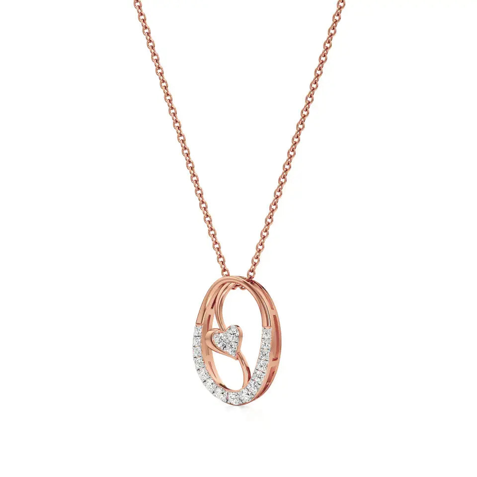 Sneh | Round Lab Grown Diamonds Heart Motif Pendant - Nivara