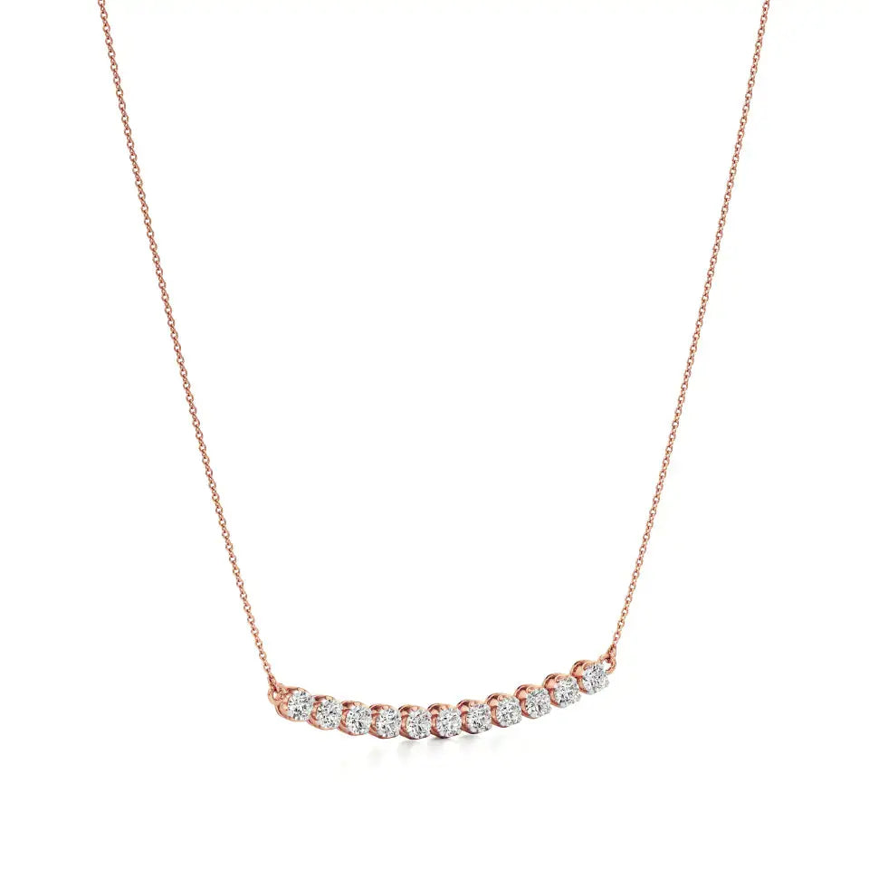 Noor | Round Lab Grown Diamonds Bezel setting Bar Necklace - Nivara