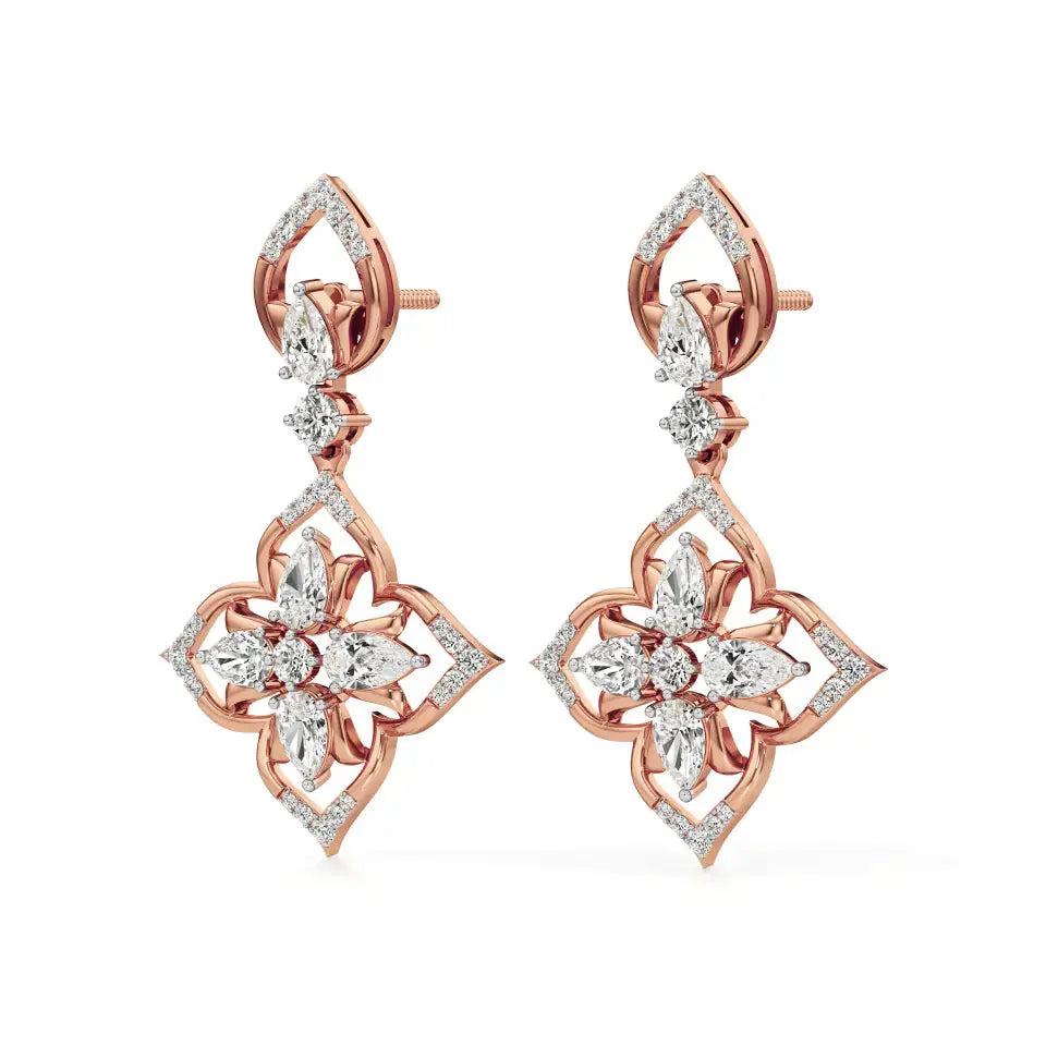 Flora | Pear & Round Lab-Grown Diamond Earrings - Nivara