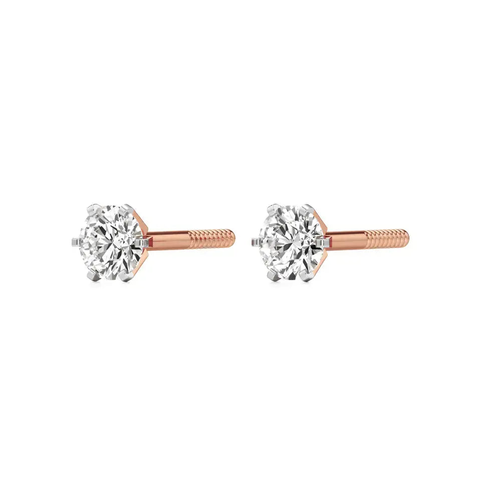 Rayna | 6-Prong Studs with Round Lab-Grown Diamond - Nivara