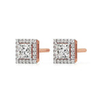 Mira | Princess-Cut Solitaire Lab-Grown Diamond with Halo Studs - Nivara