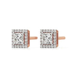 Mira | Princess-Cut Solitaire Lab-Grown Diamond with Halo Studs - Nivara