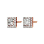 Mira | Princess-Cut Solitaire Lab-Grown Diamond with Halo Square Studs - Nivara