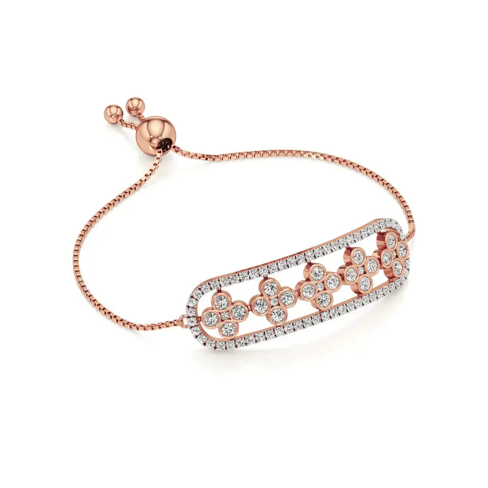 Noor | Round Lab Grown Diamonds Floral Pattern Chain Bracelet - Nivara