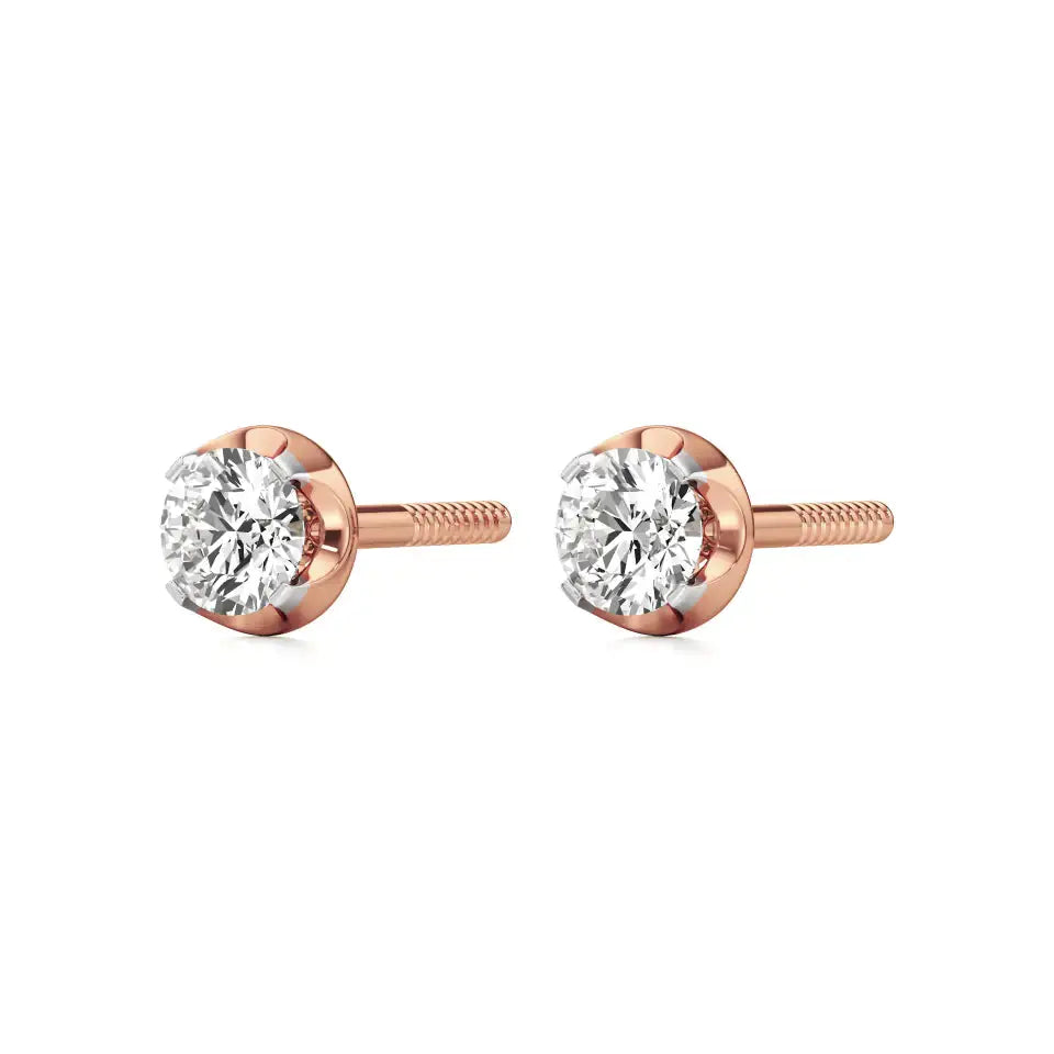 Mirage | Round Solitaire Lab-Grown Diamond Studs - Nivara