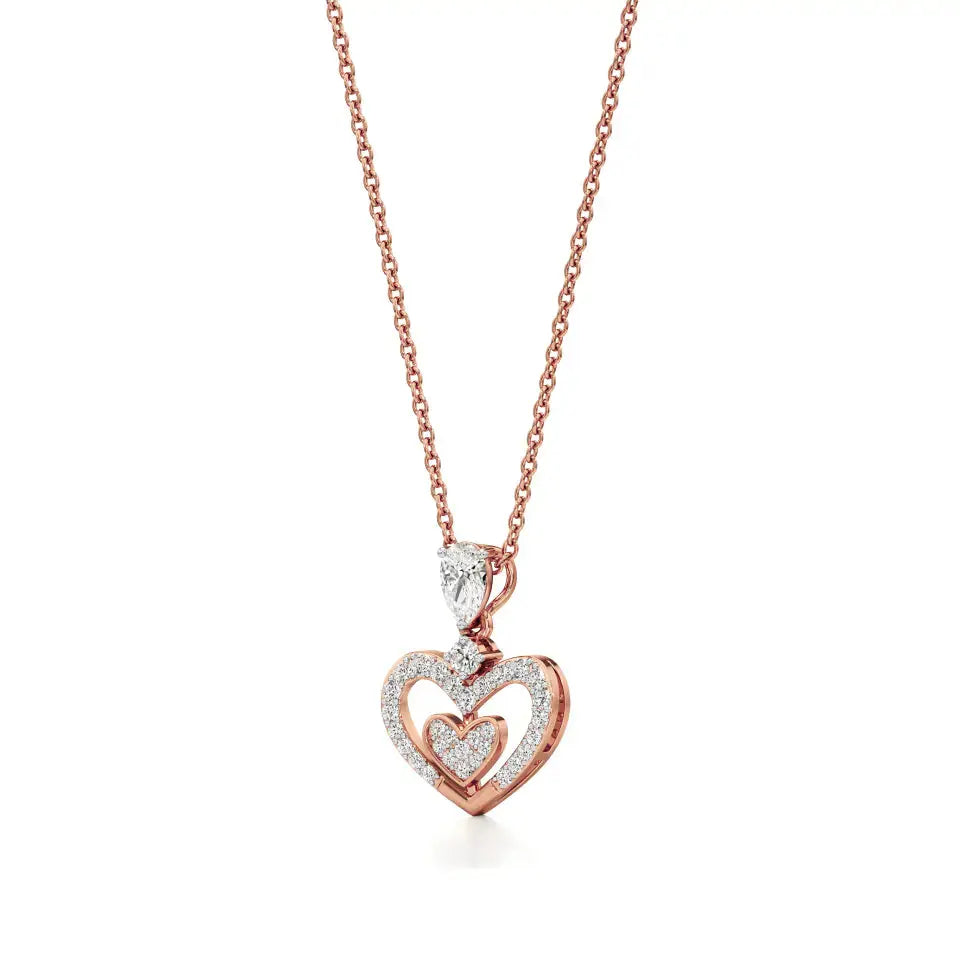 Sneh | Pear & Round Lab Grown Diamonds Heart Pendant - Nivara
