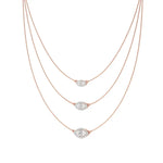 Elara | Marquise & Round Lab Grown Diamonds Halo Triple Layered Necklace - Nivara