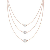 Elara | Marquise & Round Lab Grown Diamonds Halo Triple Layered Necklace - Nivara