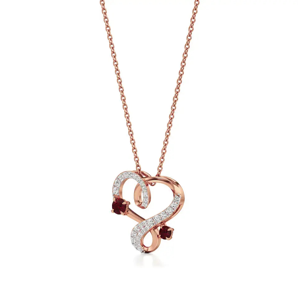 Sneh | Ruby & Round Lab Grown Diamonds Heart Pendant - Nivara