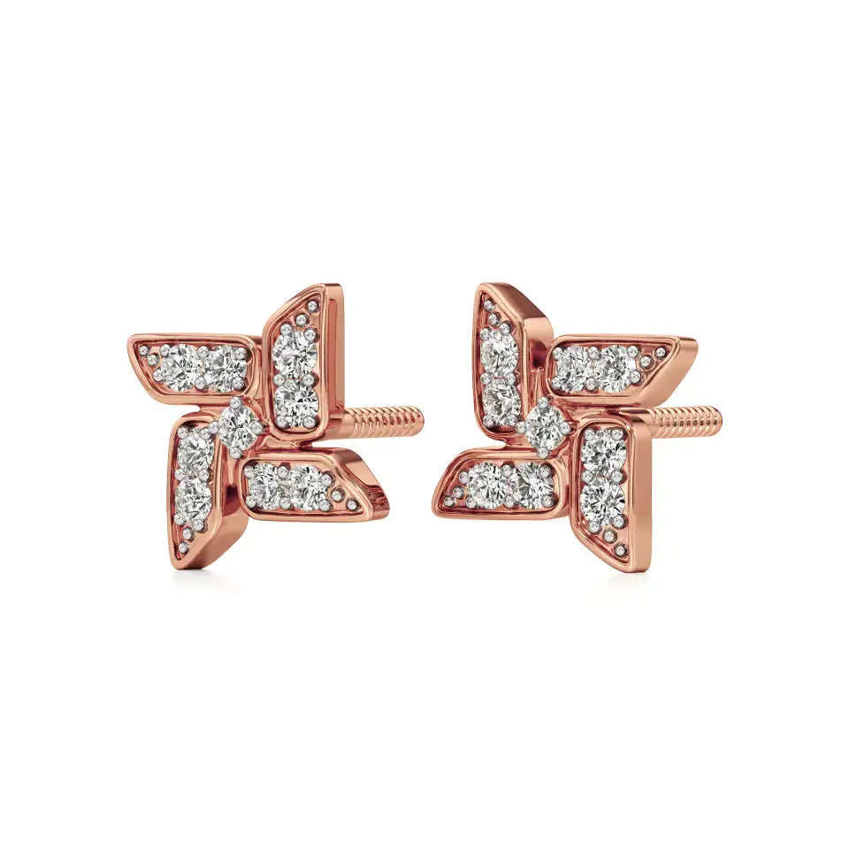 Flora | Round Lab-Grown Diamonds on Floral Design Studs - Nivara